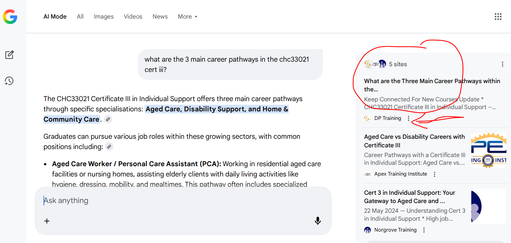 How a local Brisbane RTO ranked in ChatGPT and AI Overviews